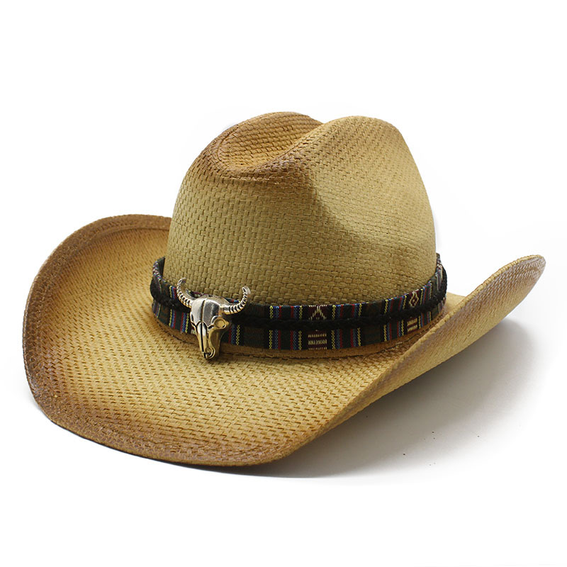 High Quality Crochet Raffia Straw Summer Cowboy Hats For Men