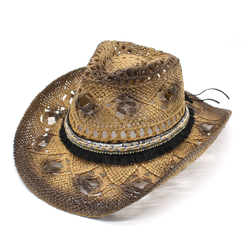 Wholesale Straw Mens Western Cheap Men Straw Hats Paper Braid Straw Cowboy Trilby Hats