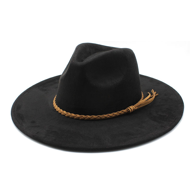 Custom Wholesale Classical Design Fedora Hat Flat Wide Brim Wool Felt Western Cowboy Hats Women Men Classic Party Hat