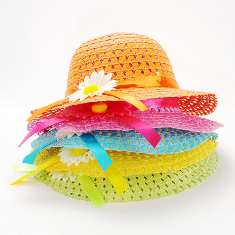 Adult and Child Girl Kids Hat Beach Travelling Summer Paper Straw Bucket Baby Toddler Sun Hat