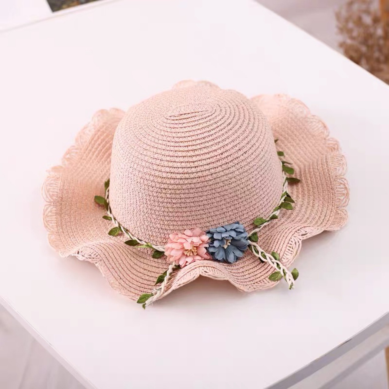 Summer Cute Bunny Ear Moving Funny Rabbit Ear Kids Straw Hat Child Kids Bucket Straw Hat