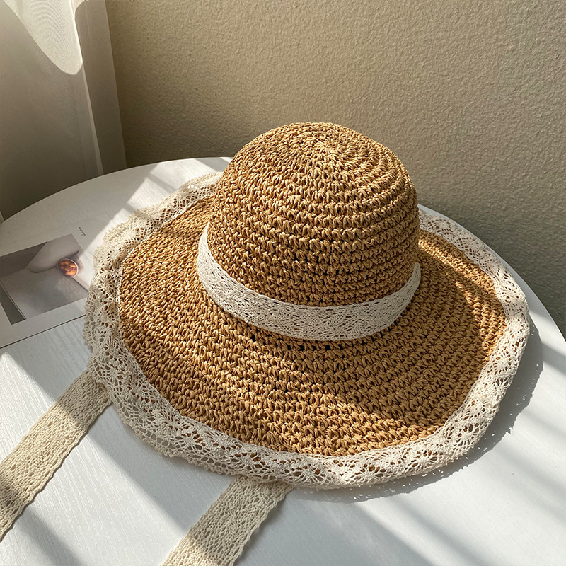 New Style Raffia Women Sun Basin Hat Travel Sun Protection French Retro Bow Braided Straw Hat Sun Protection Visor Beach Hat