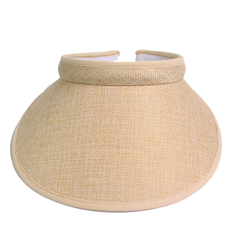 Women Casual Summer Beach Visor Caps Wide Large Brim Sun Protection Custom Women Straw Hats