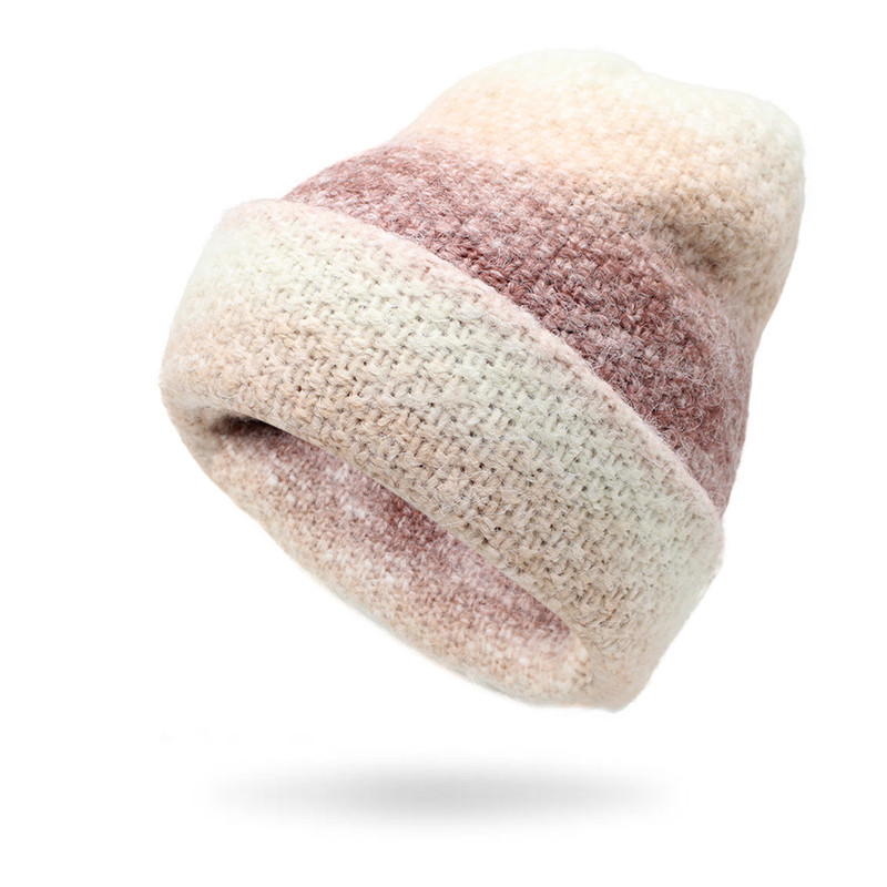 Space Fashion Custom Thick Knitted Crochet Multiple Color Blend Beanie Winter Hat