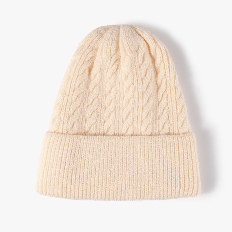 Custom Patch Logo Handmade Crochet Hat Thick Warm Winter Stretch Cuffed Skull Cap Solid Knit Slouchy Beanie Hats for Women Girls